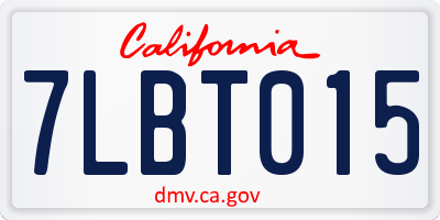 CA license plate 7LBT015