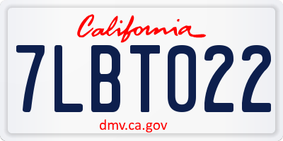 CA license plate 7LBT022