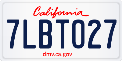 CA license plate 7LBT027
