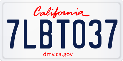CA license plate 7LBT037