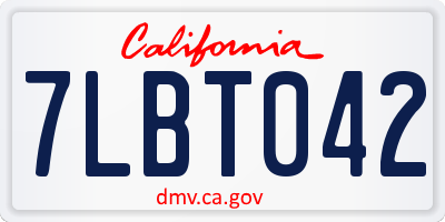 CA license plate 7LBT042