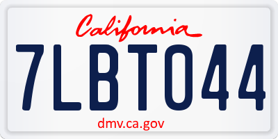CA license plate 7LBT044