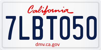 CA license plate 7LBT050