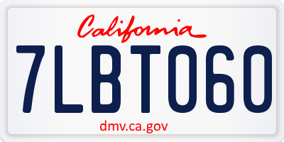 CA license plate 7LBT060