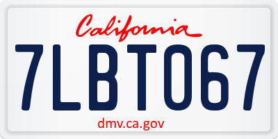 CA license plate 7LBT067