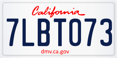 CA license plate 7LBT073