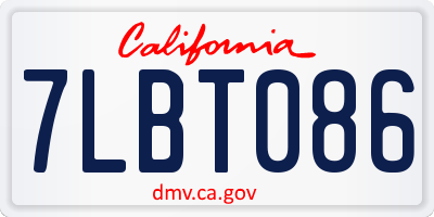 CA license plate 7LBT086