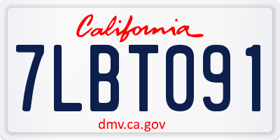 CA license plate 7LBT091