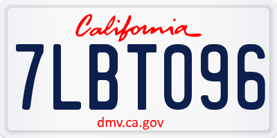 CA license plate 7LBT096