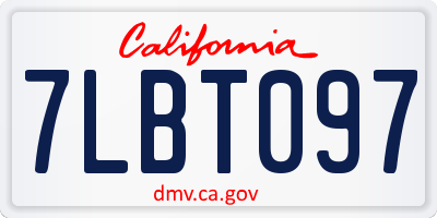 CA license plate 7LBT097