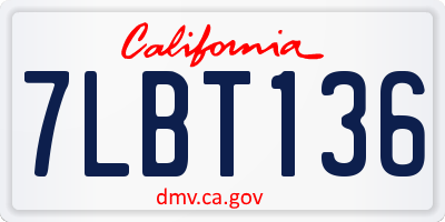 CA license plate 7LBT136