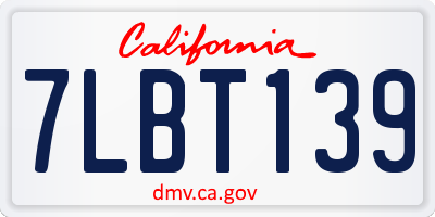 CA license plate 7LBT139