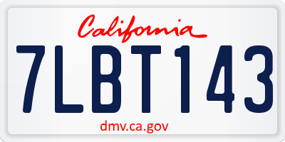 CA license plate 7LBT143