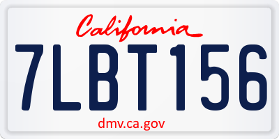 CA license plate 7LBT156
