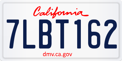 CA license plate 7LBT162