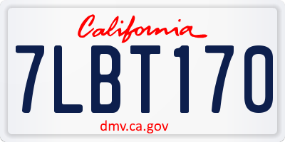 CA license plate 7LBT170