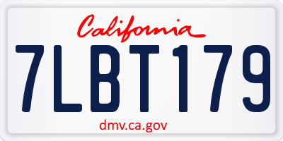 CA license plate 7LBT179