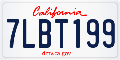 CA license plate 7LBT199