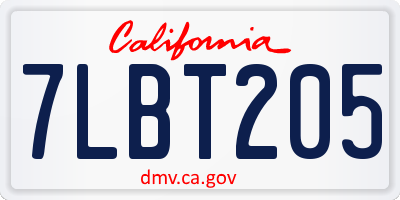 CA license plate 7LBT205