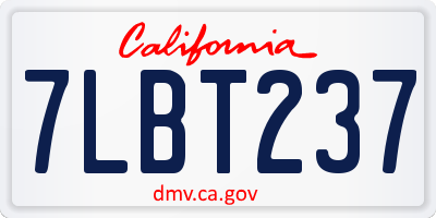 CA license plate 7LBT237
