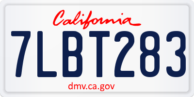CA license plate 7LBT283