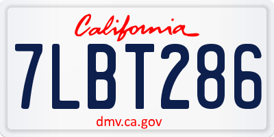 CA license plate 7LBT286