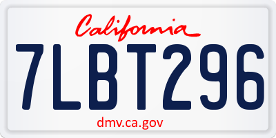 CA license plate 7LBT296