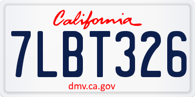 CA license plate 7LBT326
