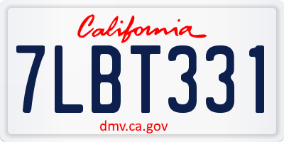 CA license plate 7LBT331