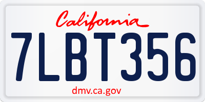 CA license plate 7LBT356