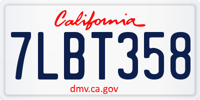 CA license plate 7LBT358