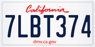 CA license plate 7LBT374