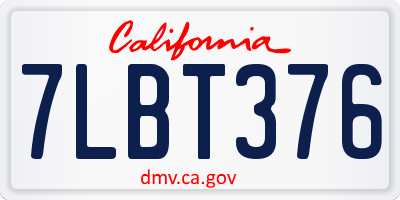 CA license plate 7LBT376