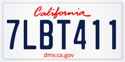 CA license plate 7LBT411
