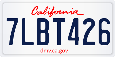 CA license plate 7LBT426