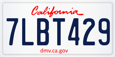 CA license plate 7LBT429