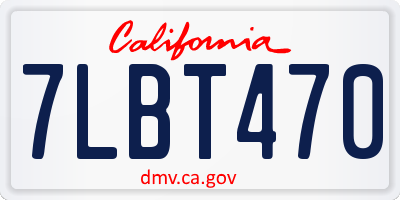 CA license plate 7LBT470