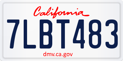CA license plate 7LBT483