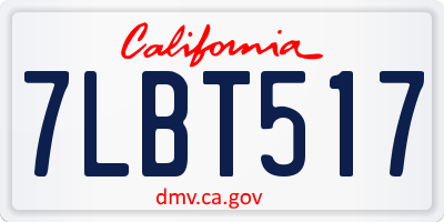 CA license plate 7LBT517