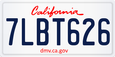 CA license plate 7LBT626