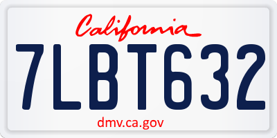 CA license plate 7LBT632