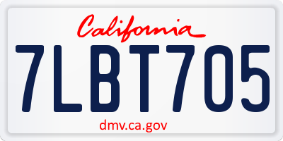 CA license plate 7LBT705