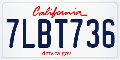 CA license plate 7LBT736