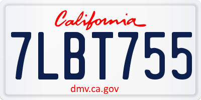 CA license plate 7LBT755