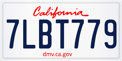 CA license plate 7LBT779