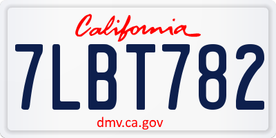 CA license plate 7LBT782
