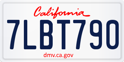 CA license plate 7LBT790