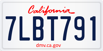 CA license plate 7LBT791