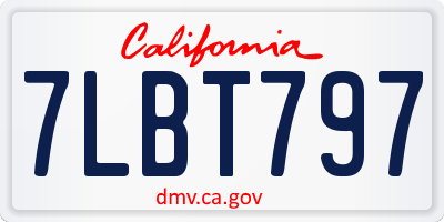 CA license plate 7LBT797