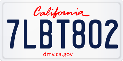 CA license plate 7LBT802